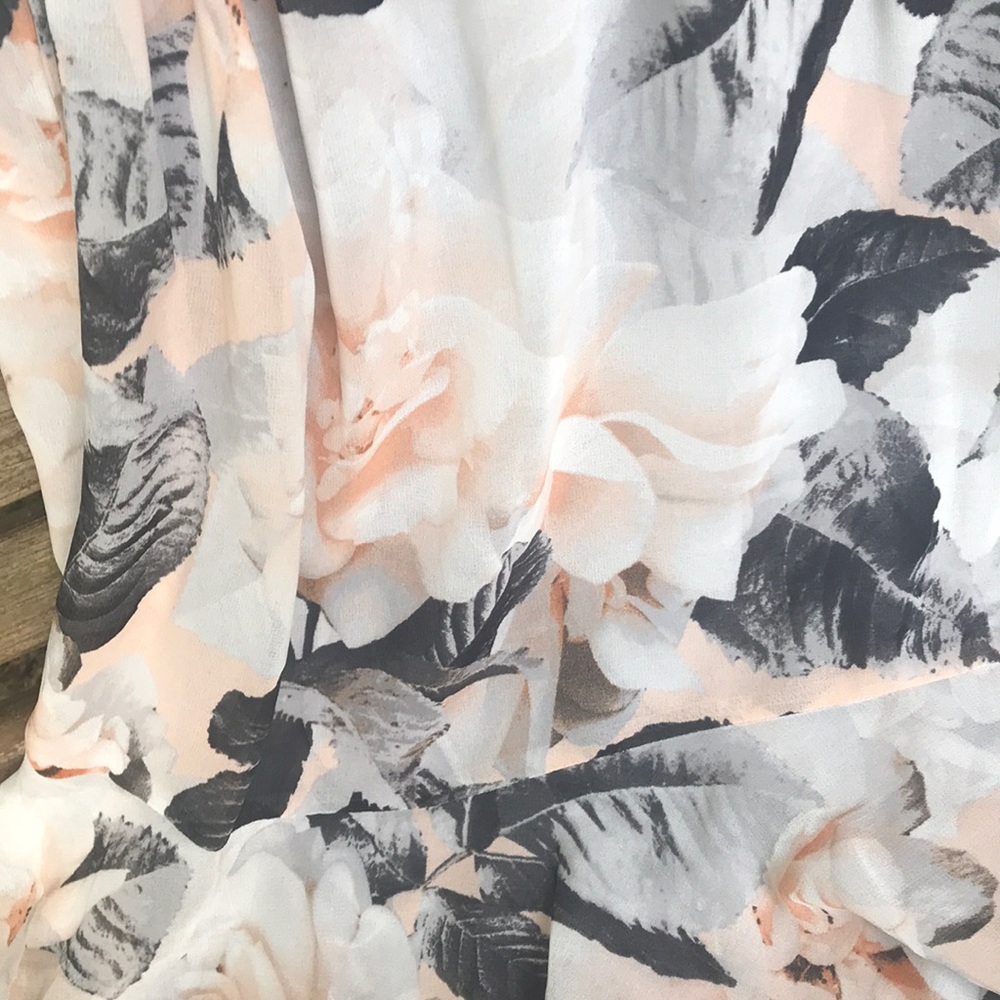 🎉HPx2🎉, NWT Calvin Klein Black & Peach Floral MIDI Dress W/3/4 Ruffled Sleeves - Picture 6 of 11